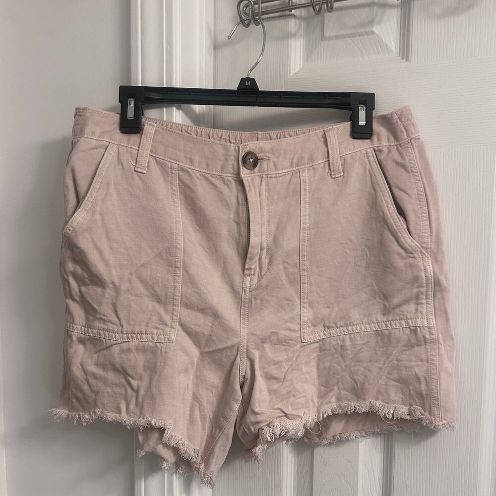 Aerie Women’s Blush Pink High Rise Frayed Hem Utility Shorts Size M/M